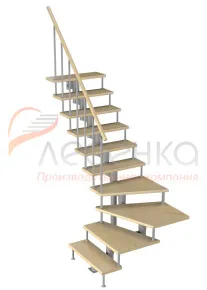 Модульная лестница Фаворит 225 2250-2350, Серый, Сосна, Крашеная Модульная лестница Фаворит 225 2250-2350, Серый, Сосна, Крашеная